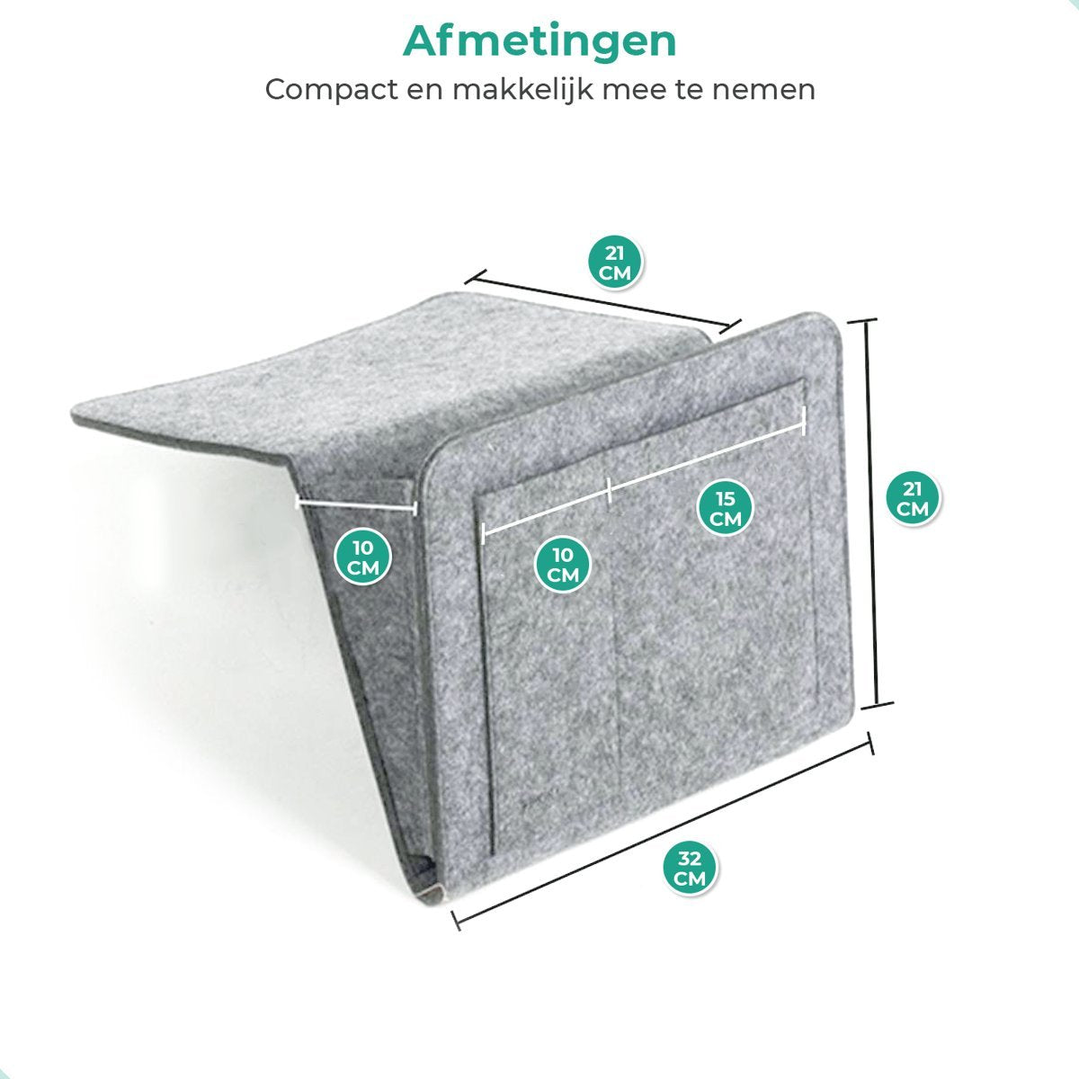 Vilten Bed Organizer Hangend voor Matras & Bank – Opbergzak Nachtkastje met Vakken – Praktische Opberger | Sansoti
