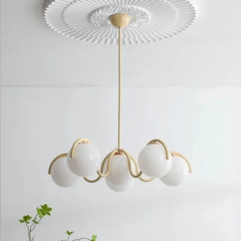 Ronde glazen kroonluchter 69 cm 6 lichtpunten glas metaal sfeervol woonkamer slaapkamer studeerkamer | Sansoti