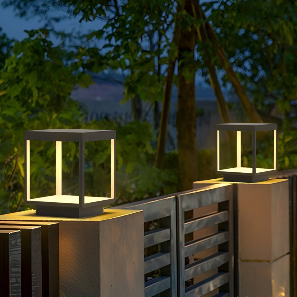 LED outdoor lamp for pole modern stainless steel IP54 warm white open frame design garden lighting wall decoration rechargeable | Sansoti