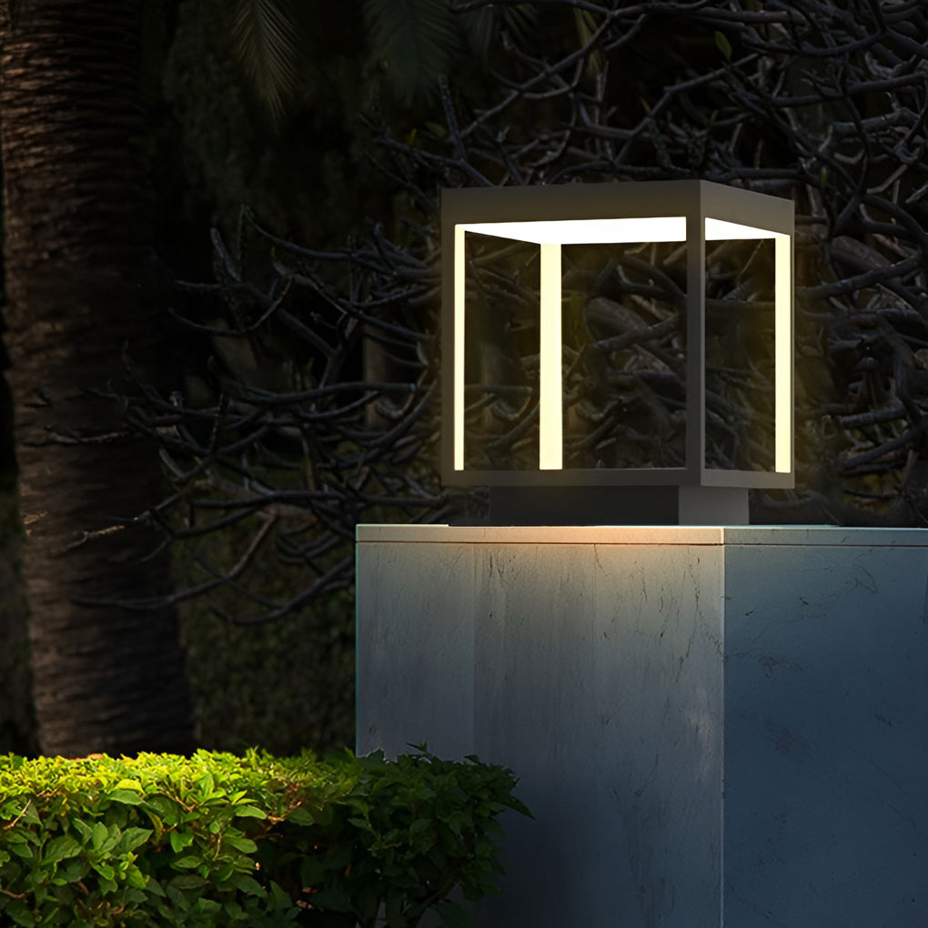 LED outdoor lamp for pole modern stainless steel IP54 warm white open frame design garden lighting wall decoration rechargeable | Sansoti