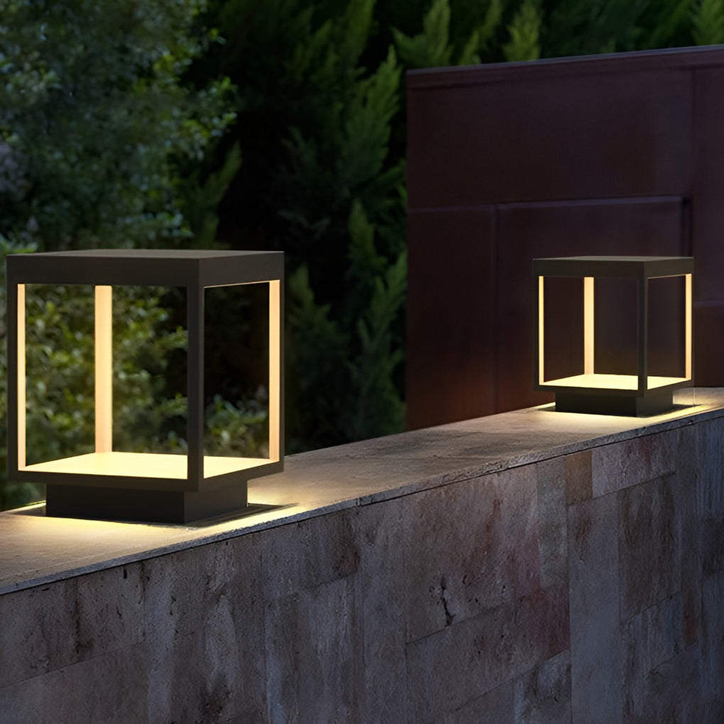 LED outdoor lamp for pole modern stainless steel IP54 warm white open frame design garden lighting wall decoration rechargeable | Sansoti