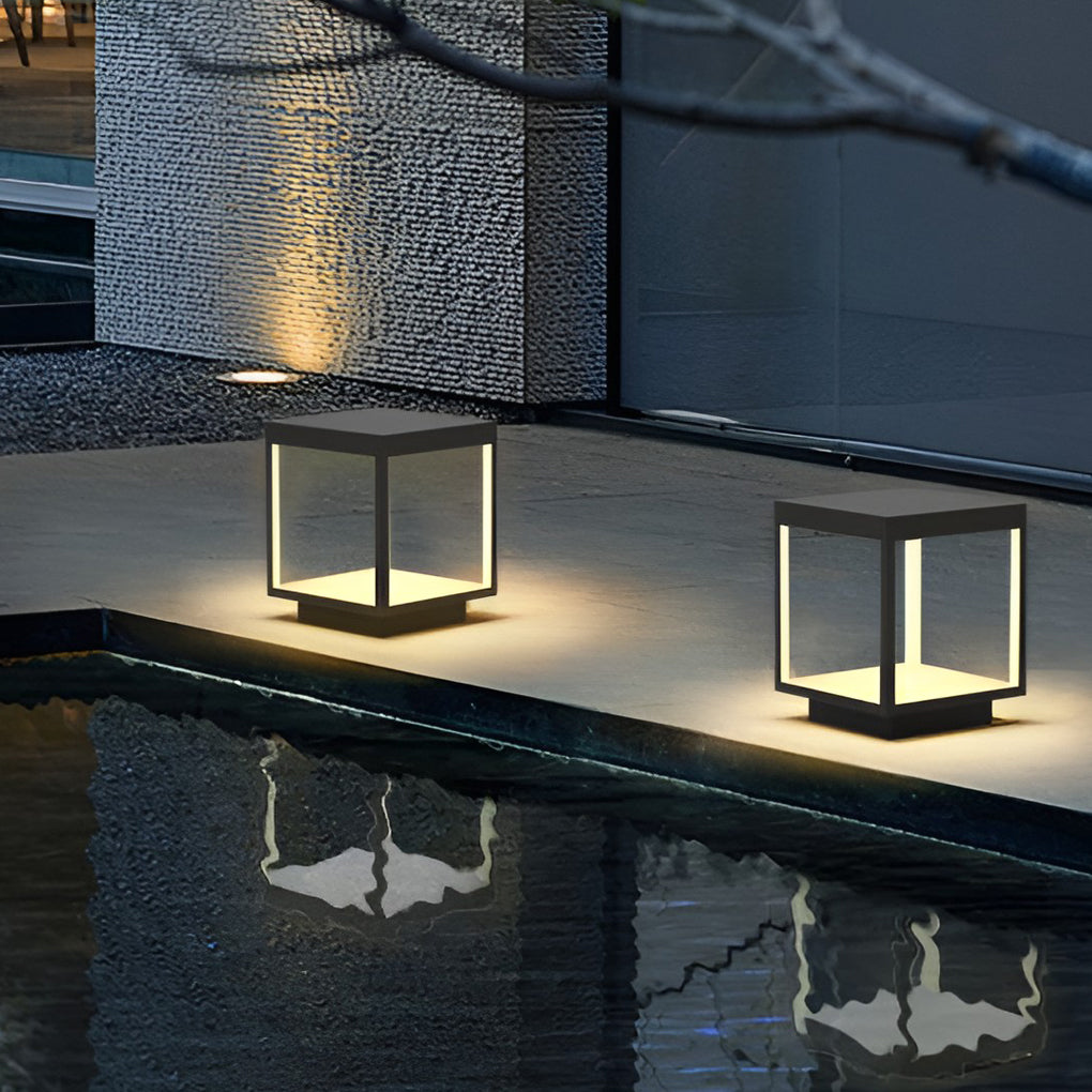 LED outdoor lamp for pole modern stainless steel IP54 warm white open frame design garden lighting wall decoration rechargeable | Sansoti