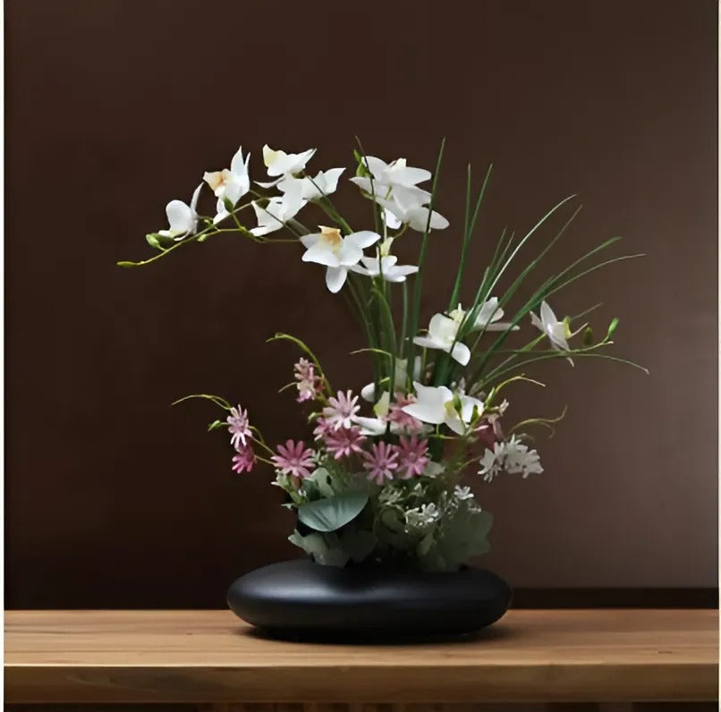 Keramische Duif Vaas met Orchidee Kunstbloemen 30cm Decoratief Woonkamer Tafel Interieur Bloemstuk Wit | Sansoti