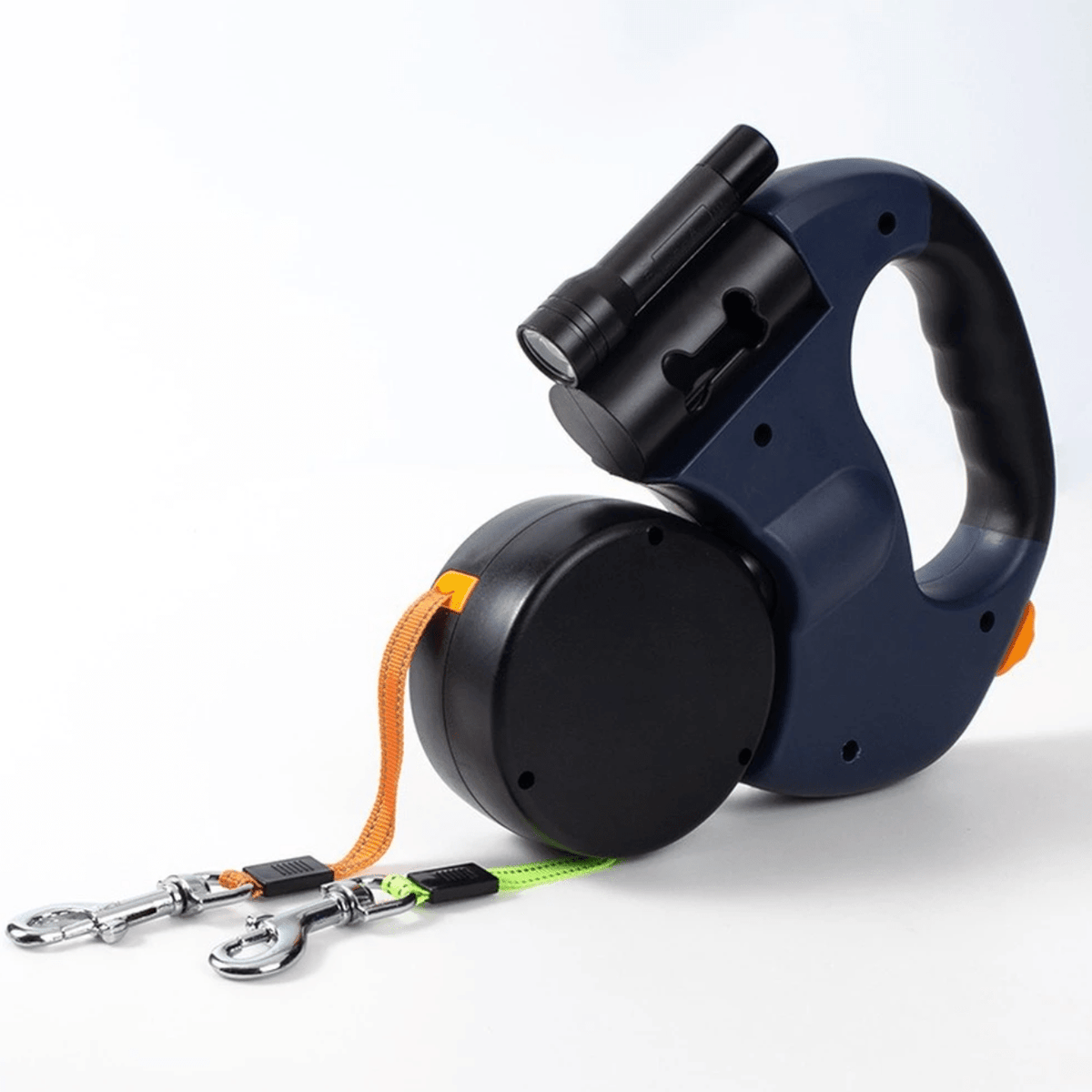 Intrekbare Dubbele Hondenriem met Zaklamp 4 Meter Ontwarringsmechanisme voor Twee Honden Hondenuitlaatriem | Sansoti