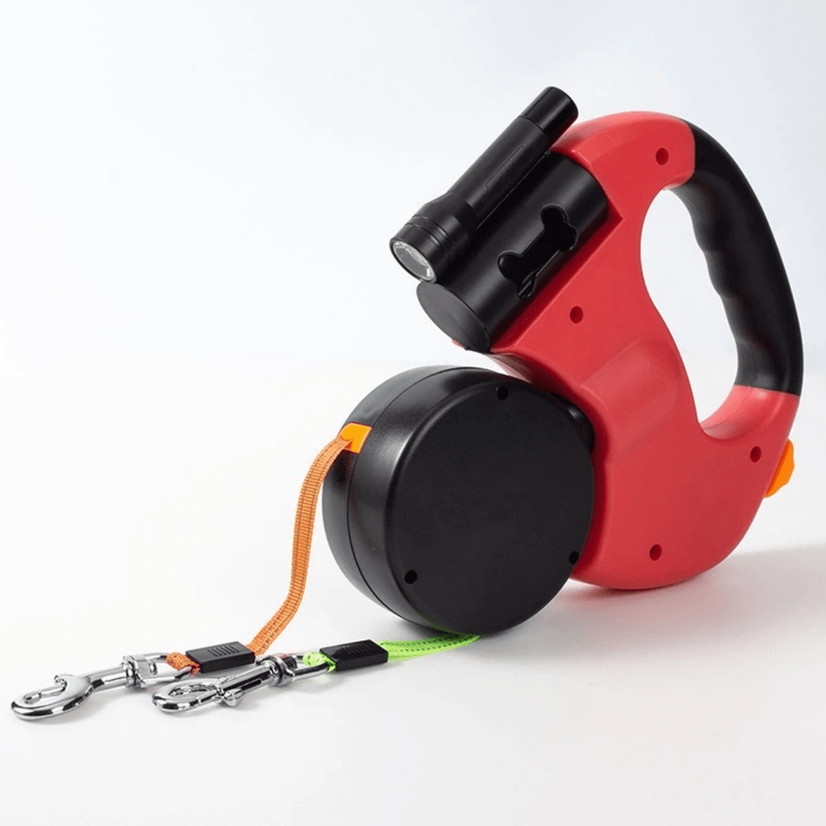 Intrekbare Dubbele Hondenriem met Zaklamp 4 Meter Ontwarringsmechanisme voor Twee Honden Hondenuitlaatriem | Sansoti