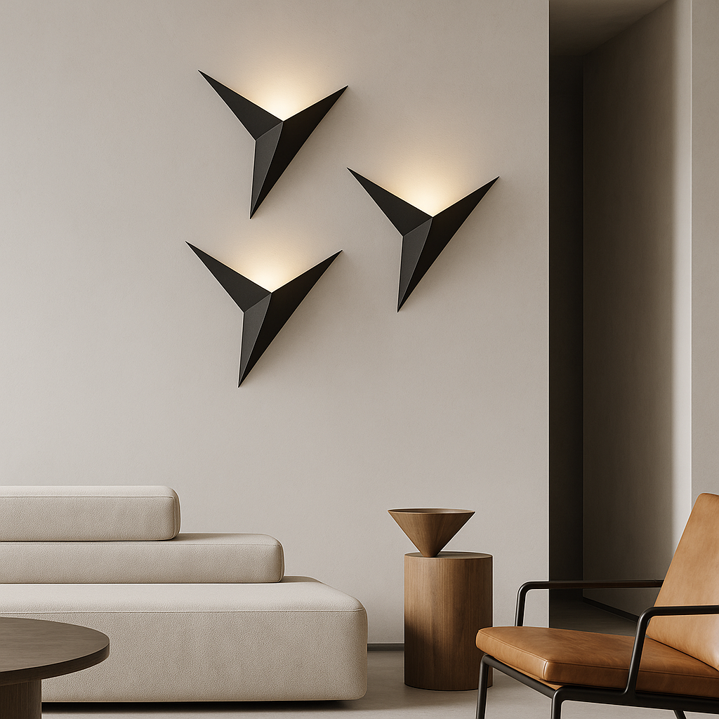 Applique murale Oiseau fer noir éclairage mural chambre salon design minimaliste style origami LED | Restfield