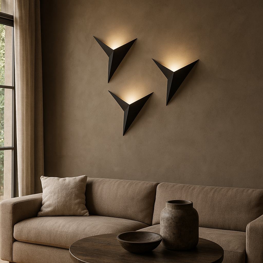 Applique murale Oiseau fer noir éclairage mural chambre salon design minimaliste style origami LED | Restfield