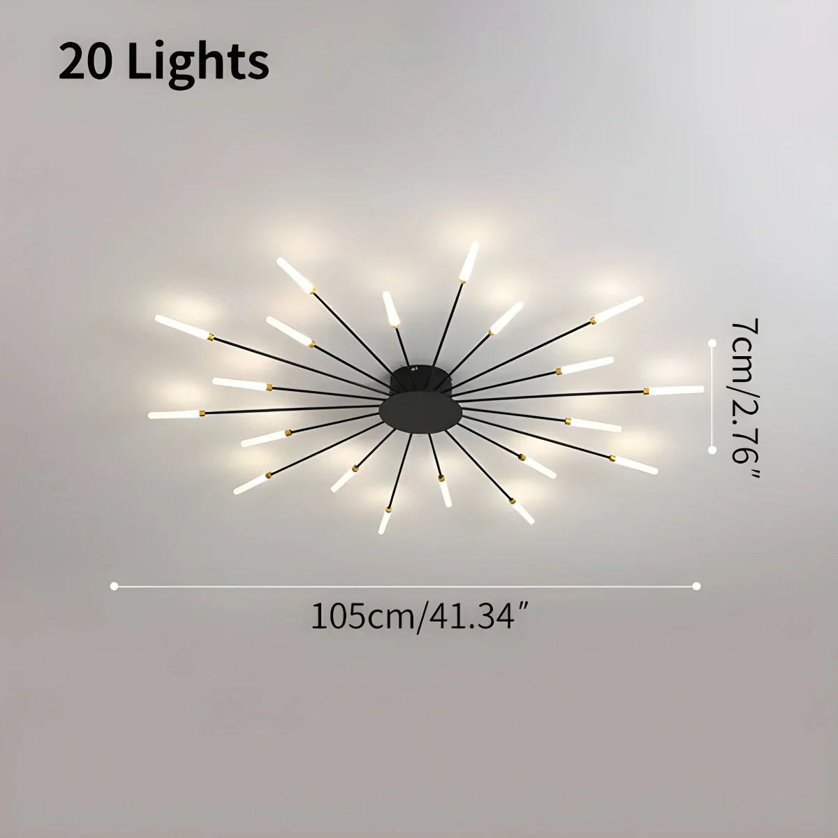 LED Plafondlamp Metaal 20-42 Lichtpunten Zwart Goud Woonkamer Eetkamer Stervorm Design Dimbaar Moderne Verlichting Grote Ruimtes | Sansoti