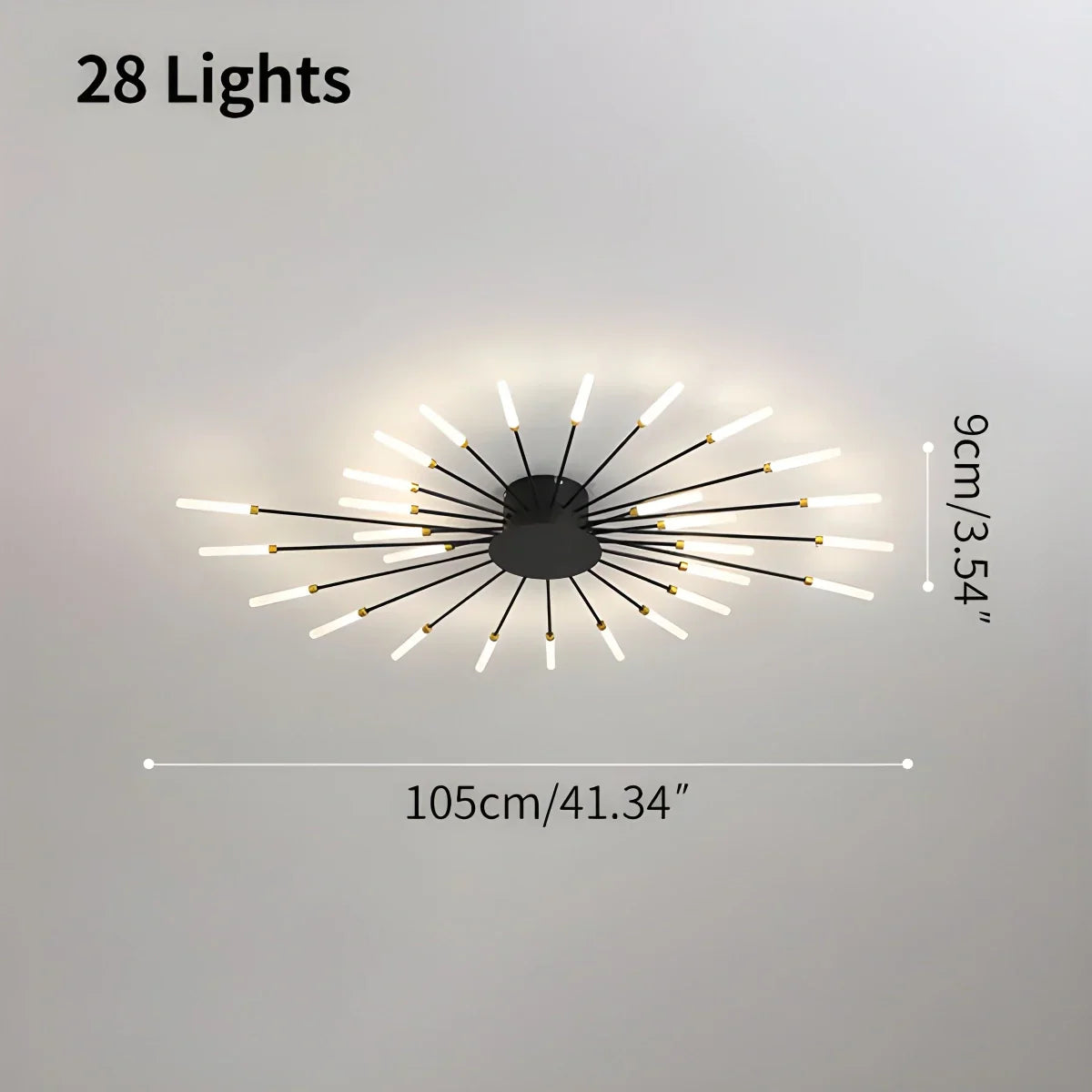 LED Plafondlamp Metaal 20-42 Lichtpunten Zwart Goud Woonkamer Eetkamer Stervorm Design Dimbaar Moderne Verlichting Grote Ruimtes | Sansoti