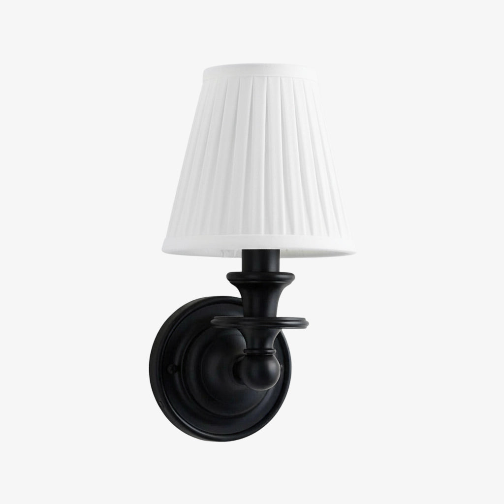 Wandlamp met stoffen kap en zwanenhalsarm – smeedijzeren armatuur met verstelbare leeslamp | Sansoti