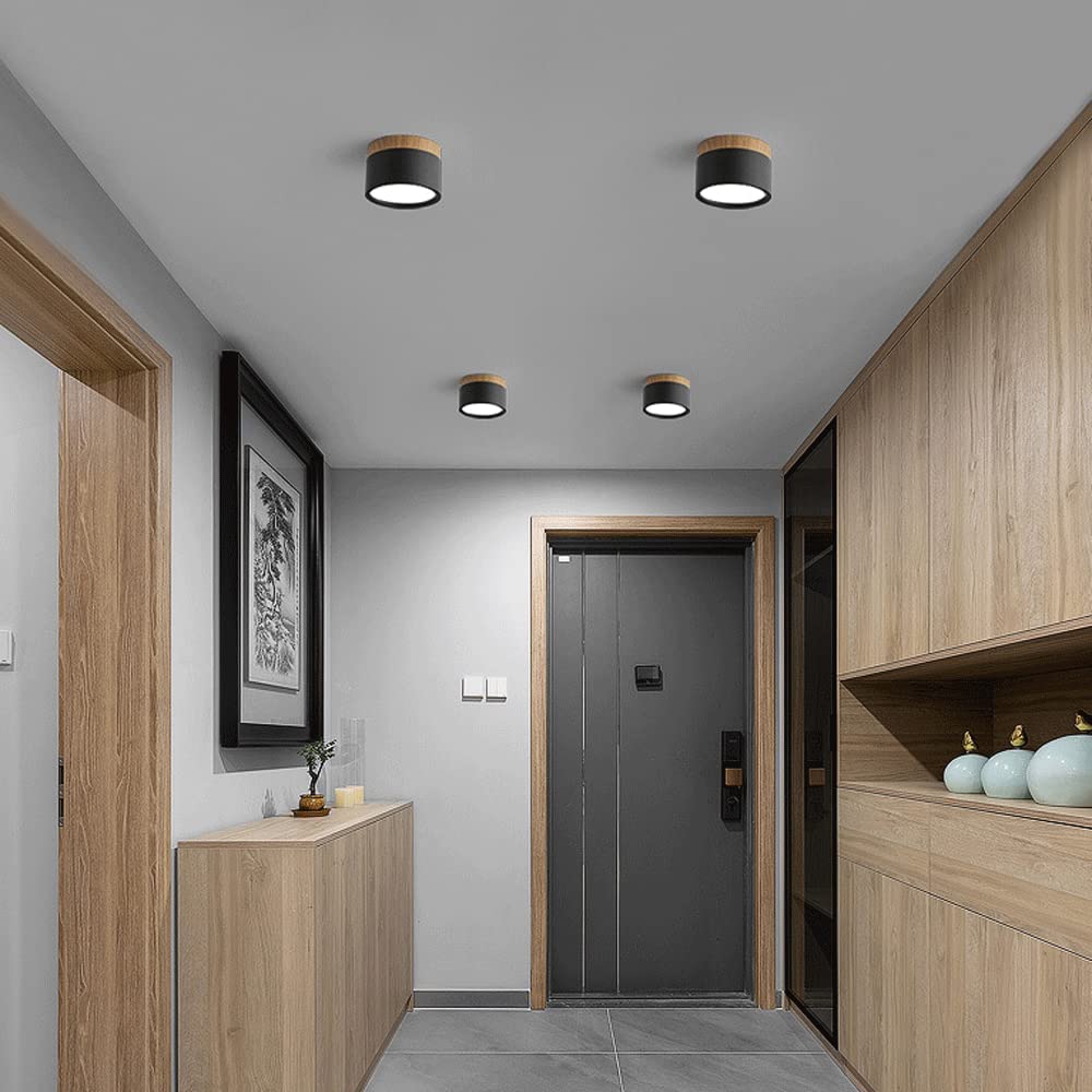 Cylinder kleine Deckenleuchte LED Holz modern Decke Flur Wohnzimmer kompakt Design | Restfield
