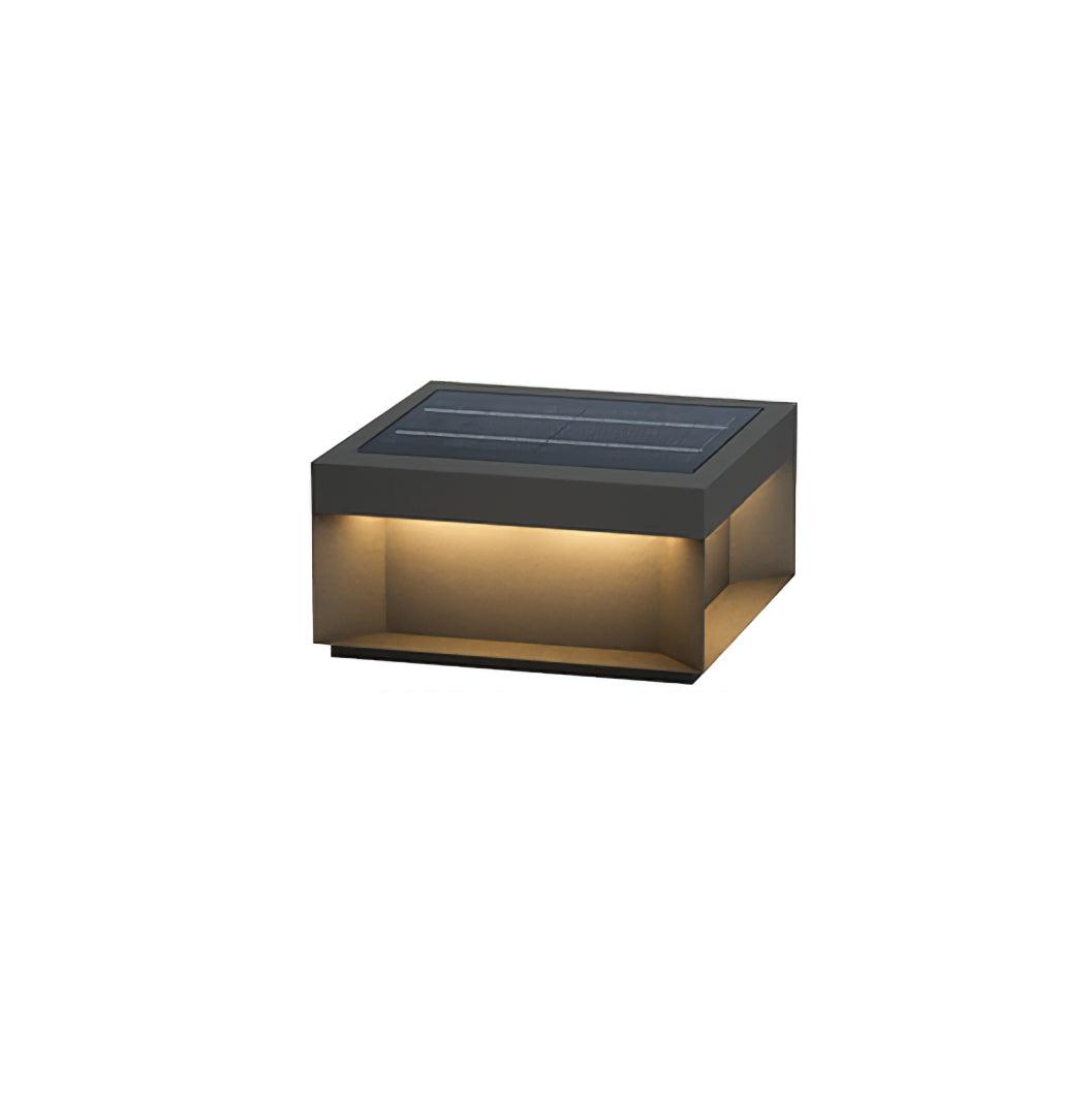 Buiten Tuinlamp Vierkant — Waterdicht IP65 Sokkel Verlichting Zwart Metaal & Matglas — 20×20×10 cm / 30×30×15 cm / 40×40×20 cm / 50×50×35 cm — Solarpaneel of Netaansluiting — 3000K/4000K/6000K — Oprit, Terras, Pad & Hek | Sansoti