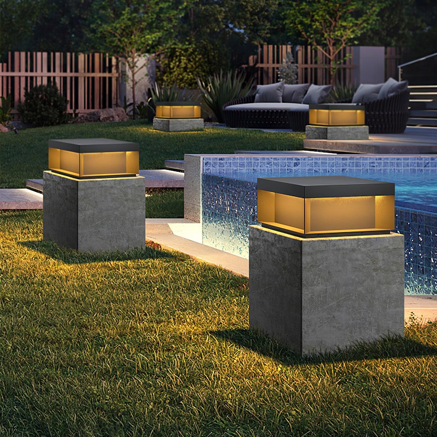 Solar Garden Post Light Modern IP65 Black Aluminum Path Lighting Waterproof for Garden Driveway Terrace | Sansoti