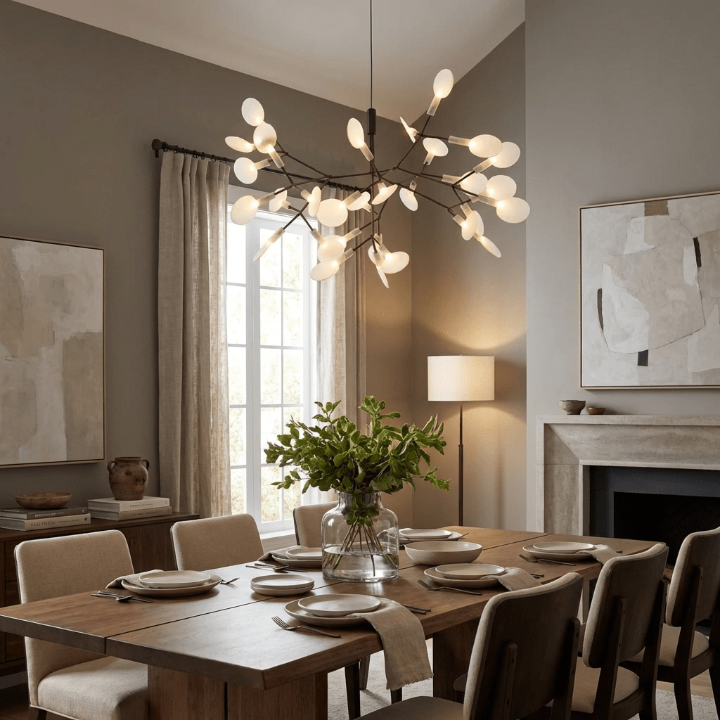 LED Kroonluchter Zwart met Acryl Lichtpunten – 30 tot 135 Lampjes voor Eetkamer en Hal | Sansoti
