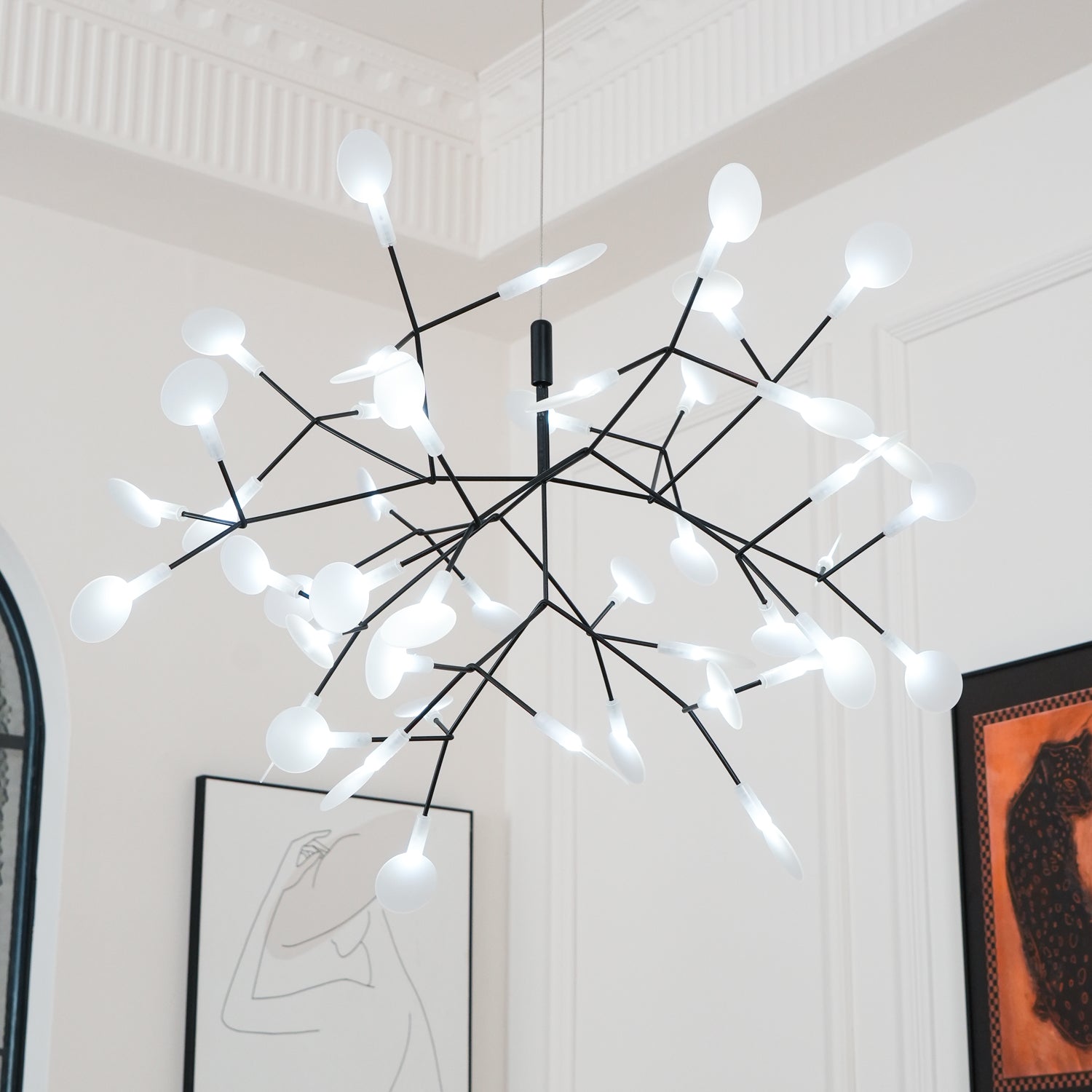 LED Kroonluchter Zwart met Acryl Lichtpunten – 30 tot 135 Lampjes voor Eetkamer en Hal | Sansoti