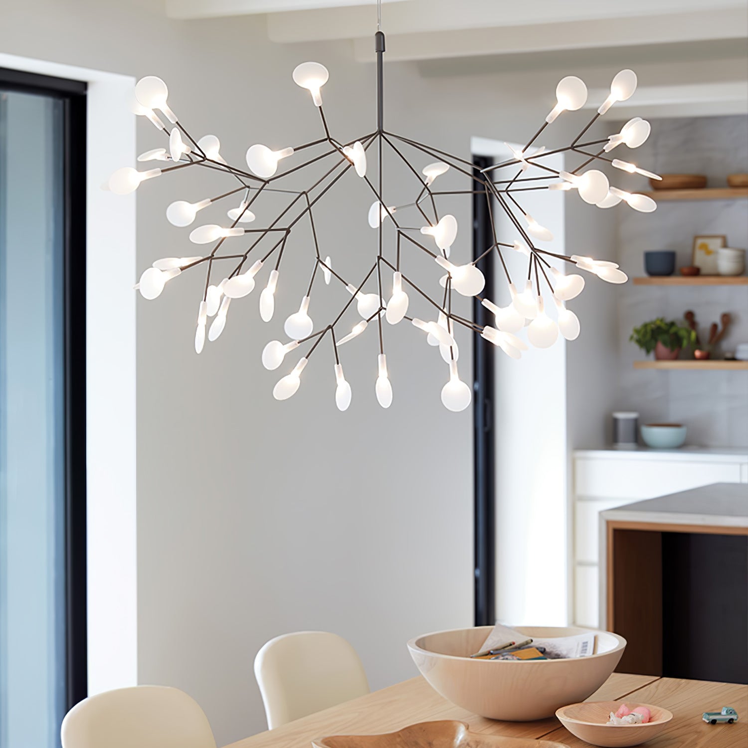 LED Kroonluchter Zwart met Acryl Lichtpunten – 30 tot 135 Lampjes voor Eetkamer en Hal | Sansoti