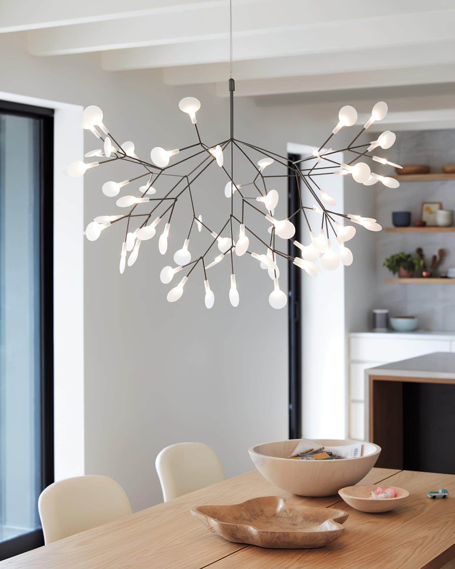 LED Kroonluchter Zwart met Acryl Lichtpunten – 30 tot 135 Lampjes voor Eetkamer en Hal | Sansoti