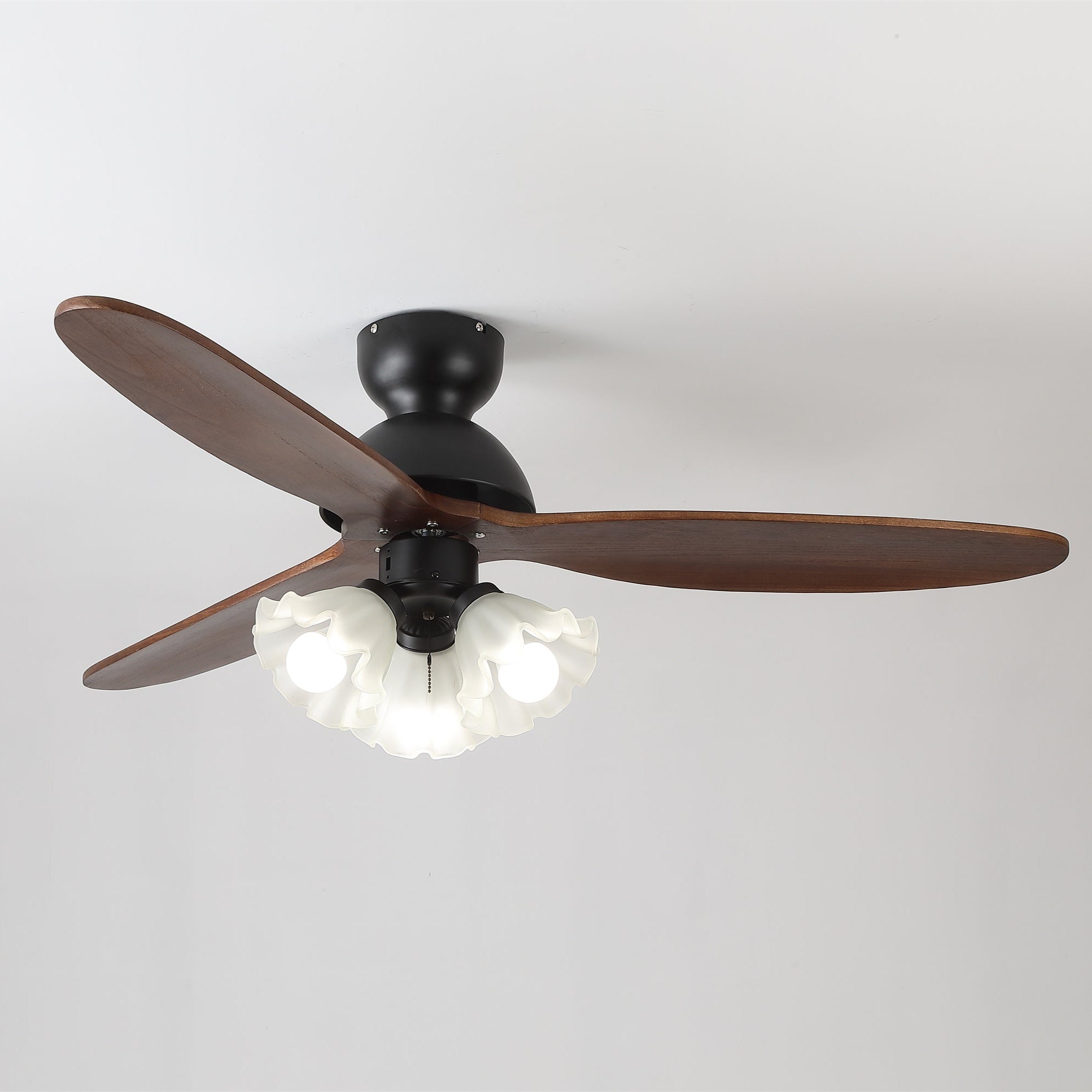 Ventilateur de plafond avec éclairage – Ventilateur scandinave avec lampe – Pales en bois et éclairage LED | Sansoti
