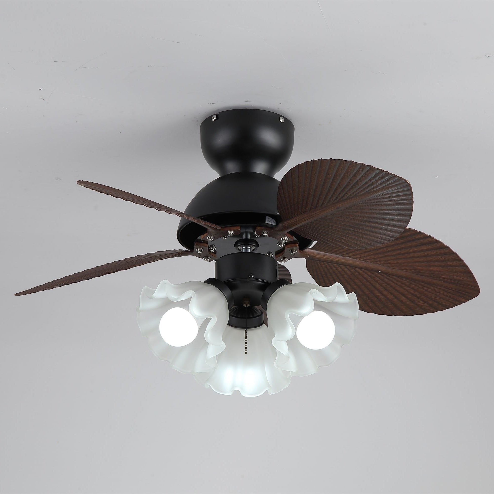 Plafondventilator met verlichting Ø80cm DC-motor afstandsbediening walnoot zwart 6 snelheden 35W 220V | Sansoti