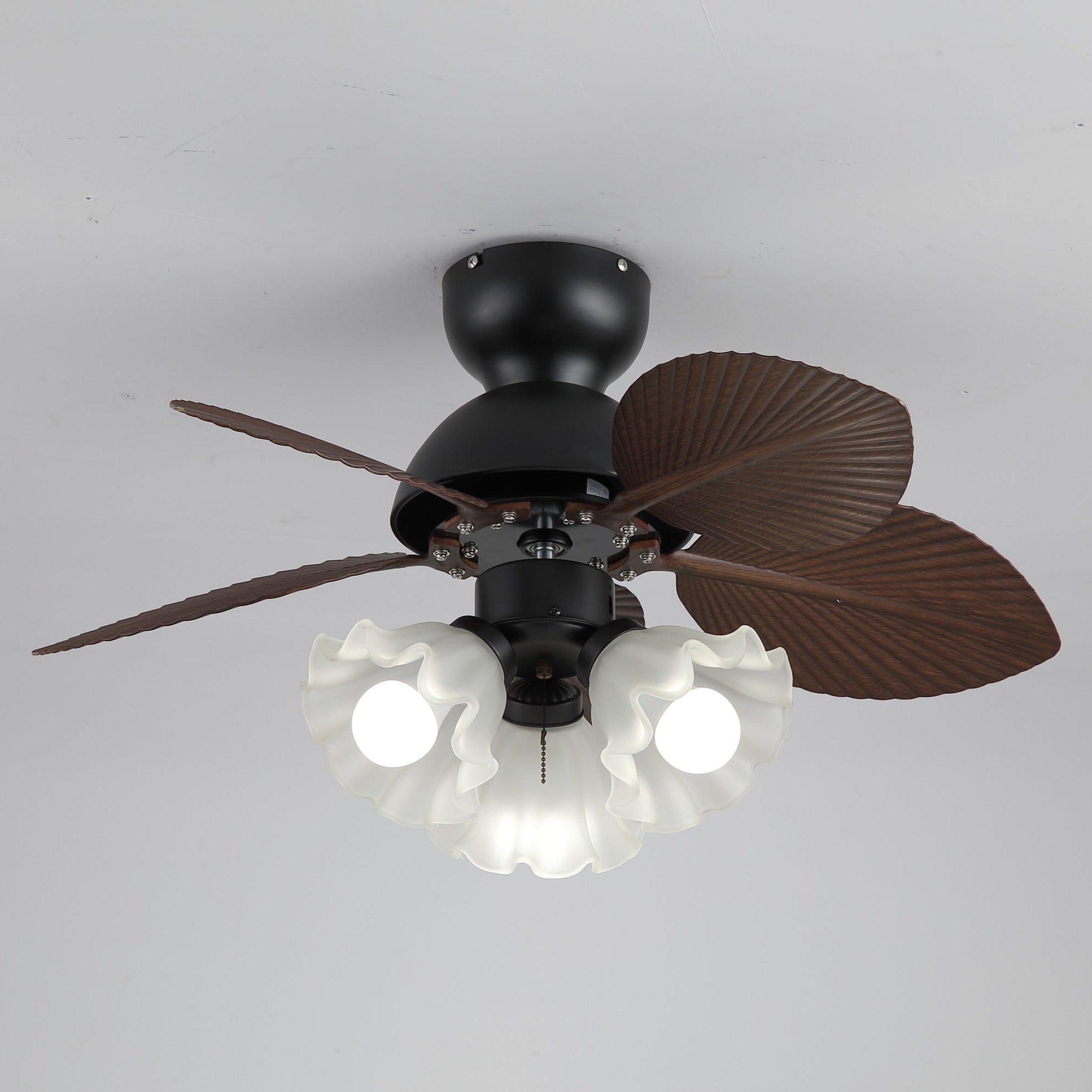 Plafondventilator met verlichting Ø80cm DC-motor afstandsbediening walnoot zwart 6 snelheden 35W 220V | Sansoti
