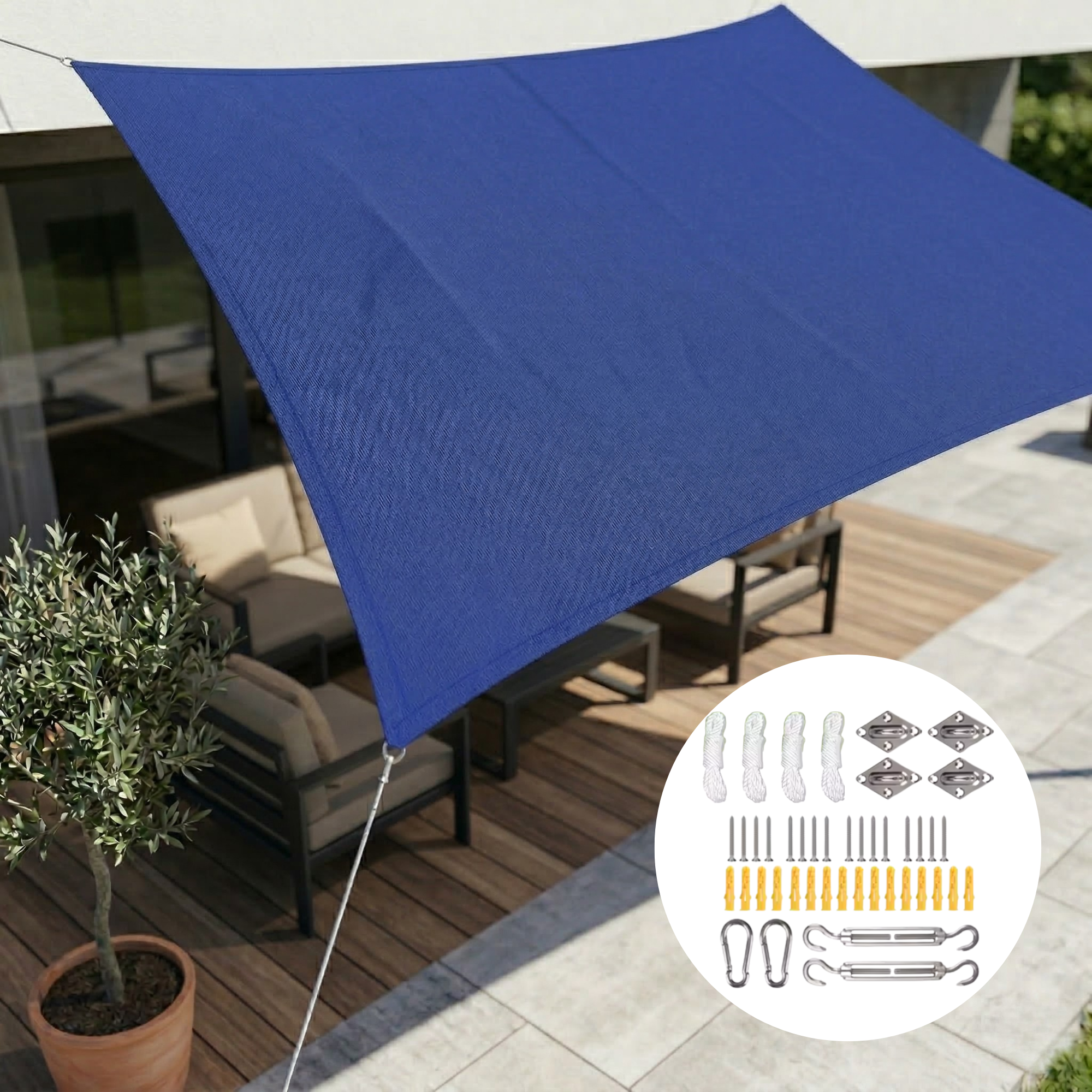 Rechthoekig Zonnezeil Polyester Waterdicht UV-bestendig Tuin Terras Schaduwdoek 98% UV-bescherming Balkondoek | Sansoti