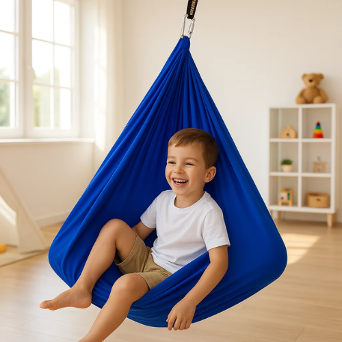 Cotton Hanging Cocoon for Children 100x280 cm Sensory Relaxation Therapy Swing Sensory Pink Blue | Sansoti