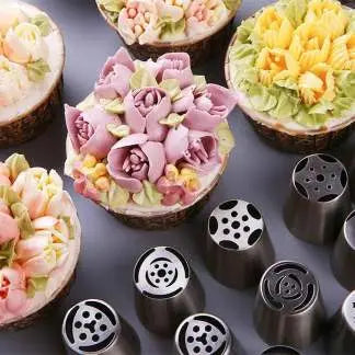 Bloem Spuitmonden Set Edelstaal voor Taartdecoratie Crème Bladpatronen Professionele Bakgereedschap Slagroomspuitzakken Decoratietools Gebak Versiering Fijne Details | Sansoti
