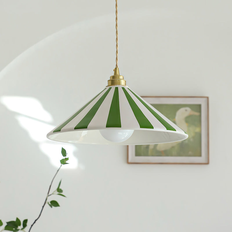 Gestreepte Glazen Hanglamp met Messing Fitting – Dopamine Kleuren Hangende Verlichting voor Keuken Eetkamer | Sansoti