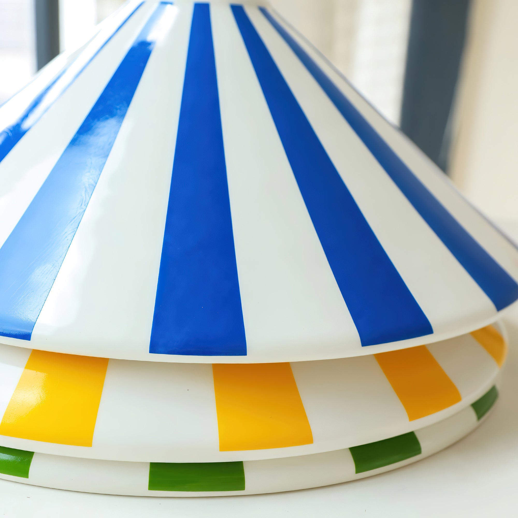 Gestreepte Glazen Hanglamp met Messing Fitting – Dopamine Kleuren Hangende Verlichting voor Keuken Eetkamer | Sansoti