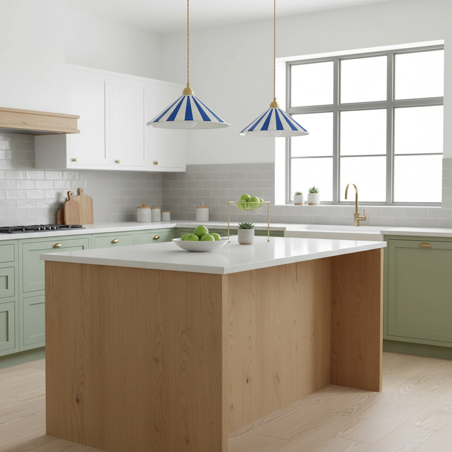 Gestreepte Glazen Hanglamp met Messing Fitting – Dopamine Kleuren Hangende Verlichting voor Keuken Eetkamer | Sansoti