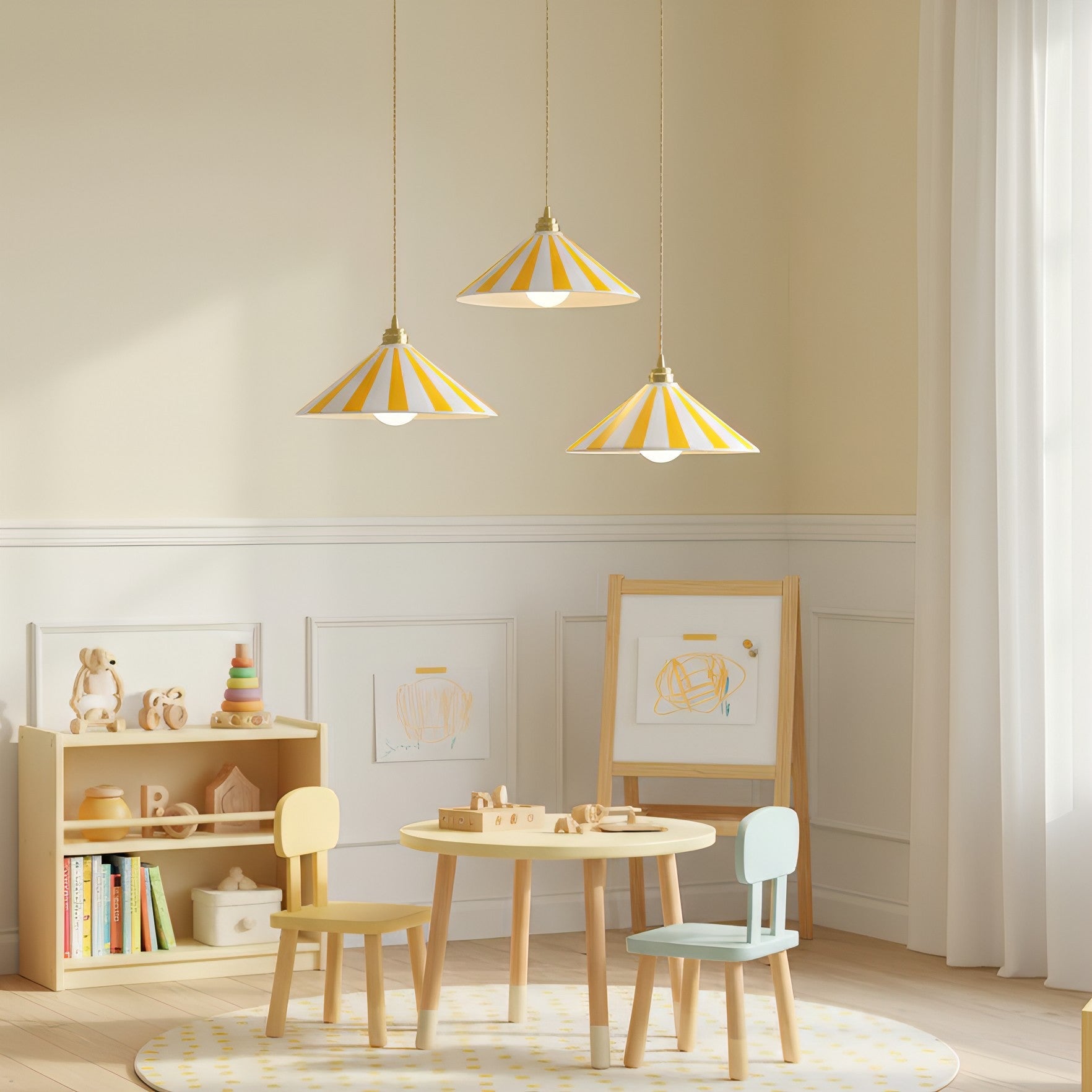 Gestreepte Glazen Hanglamp met Messing Fitting – Dopamine Kleuren Hangende Verlichting voor Keuken Eetkamer | Sansoti