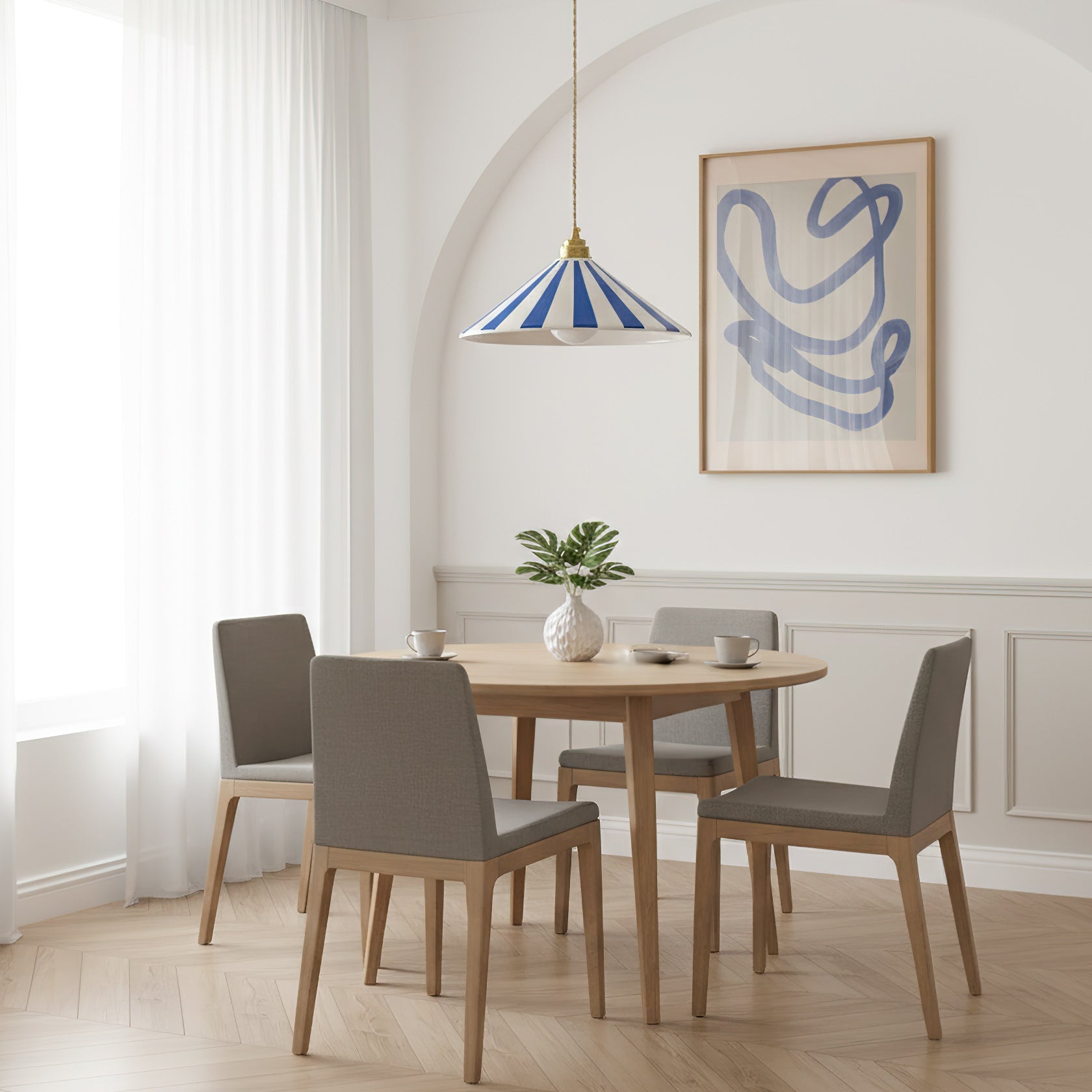 Gestreepte Glazen Hanglamp met Messing Fitting – Dopamine Kleuren Hangende Verlichting voor Keuken Eetkamer | Sansoti