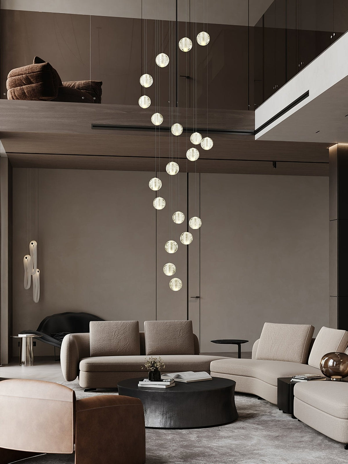 Crystal Cluster Pendant Lights Multiple Spheres Chrome Ceiling Lighting Modern Design Dining Room Living Room | Sansoti