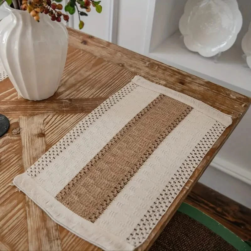 Bohemian-Tischset, Tischsets, hitzebeständig, warmer Sandton, Naturtöne, Tischschutz, Esstisch, Dinner-Atmosphäre | Sansoti