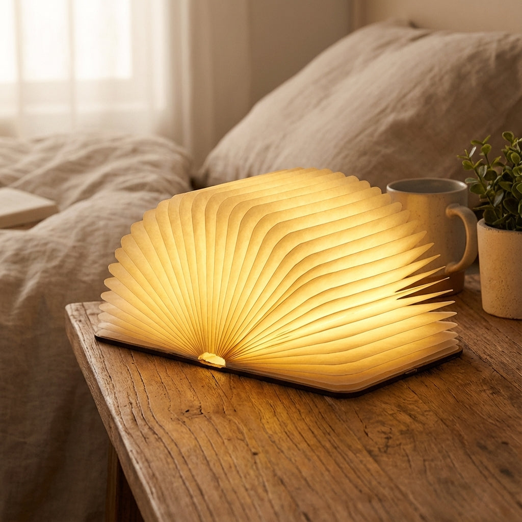 Boeklamp LED Oplaadbaar Touch Dimbaar 22cm Slaapkamer Woonkamer Sfeerverlichting Nachtlamp Houten Boek Lamp Cadeau | Sansoti
