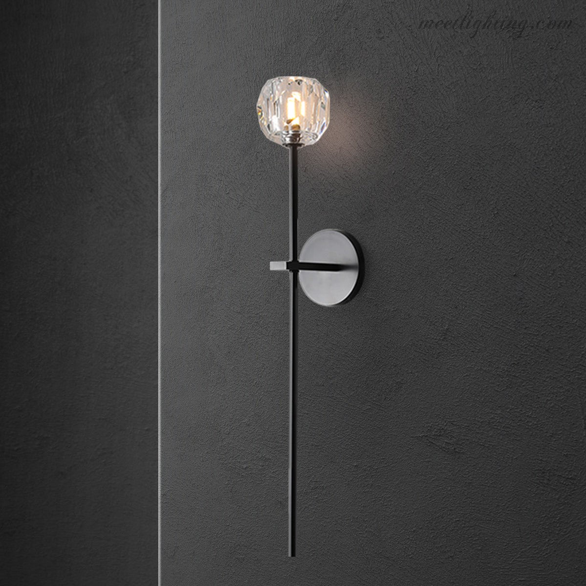 Applique murale en cristal avec structure en laiton, hauteur de 28 cm, douille G9, pour salon, chambre, entrée et couloir | Sansoti