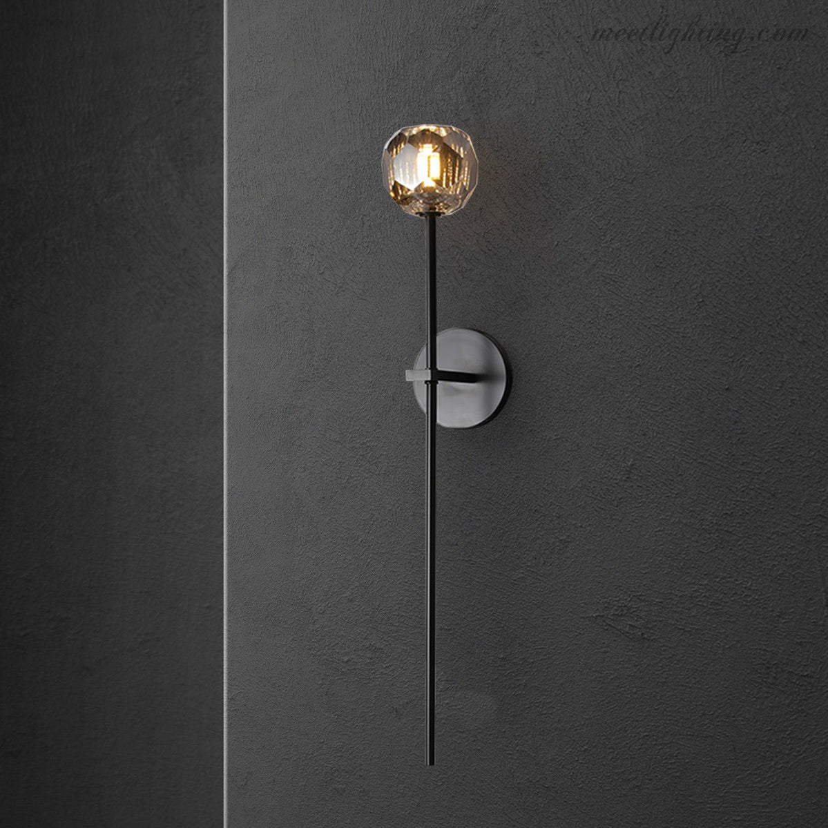 Applique murale en cristal avec structure en laiton, hauteur de 28 cm, douille G9, pour salon, chambre, entrée et couloir | Sansoti