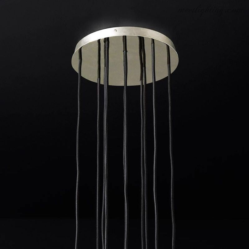 Glas-Cluster-Kronleuchter Ø35 cm Kristallkugeln 10 Lichtquellen Messing Rauchglas Esszimmer Wohnzimmer | Sansoti