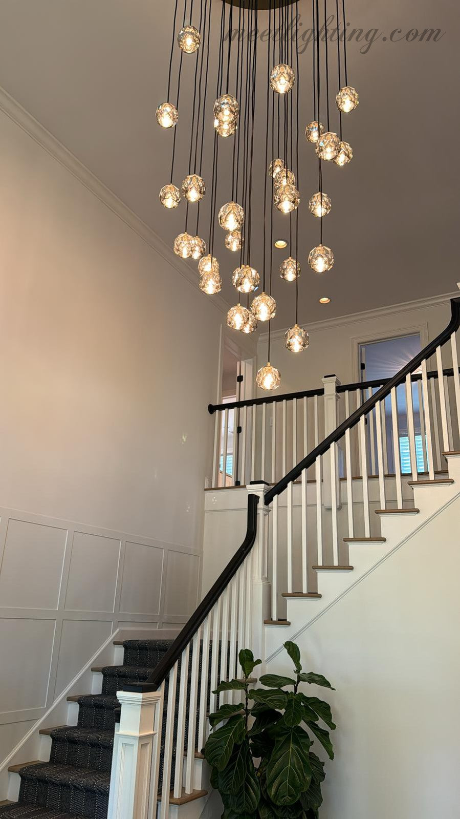Glas-Cluster-Kronleuchter Ø35 cm Kristallkugeln 10 Lichtquellen Messing Rauchglas Esszimmer Wohnzimmer | Sansoti
