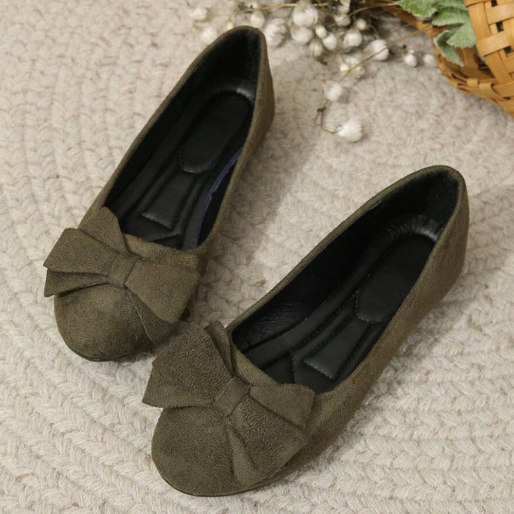 Klassische, bequeme und elegante Ballerinas für Damen mit Schleife, runder Spitze und flachem Absatz – Alltagsschuhe | Sansoti