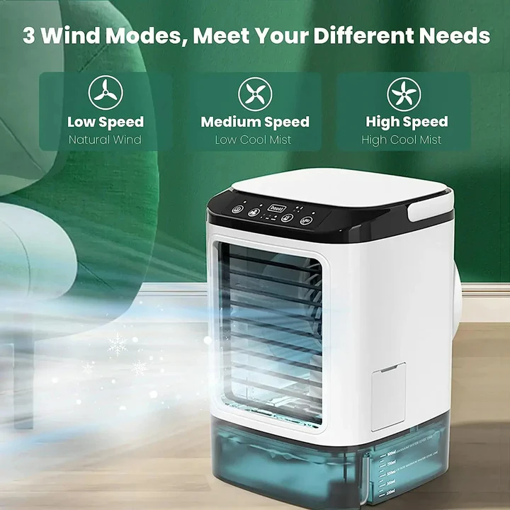 Mobiele Aircooler 900 ml – Draagbare Luchtkoeler met 3 Standen en LED Sfeerverlichting | Sansoti