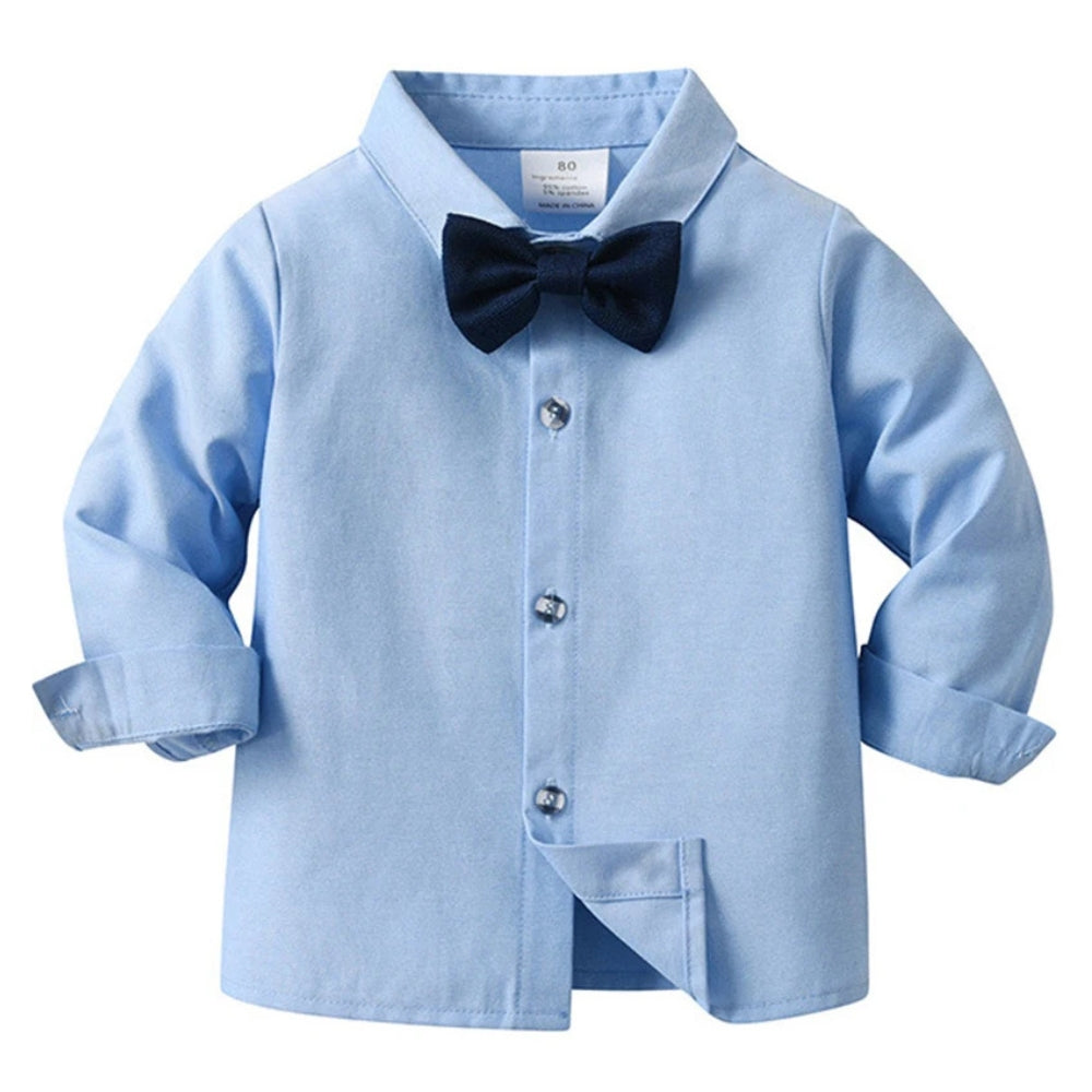 3-Delig Jongenspak met Blauw Overhemd, Gilet en Broek voor Feestelijke Gelegenheden, Ceremonies en Bruiloften | Sansoti