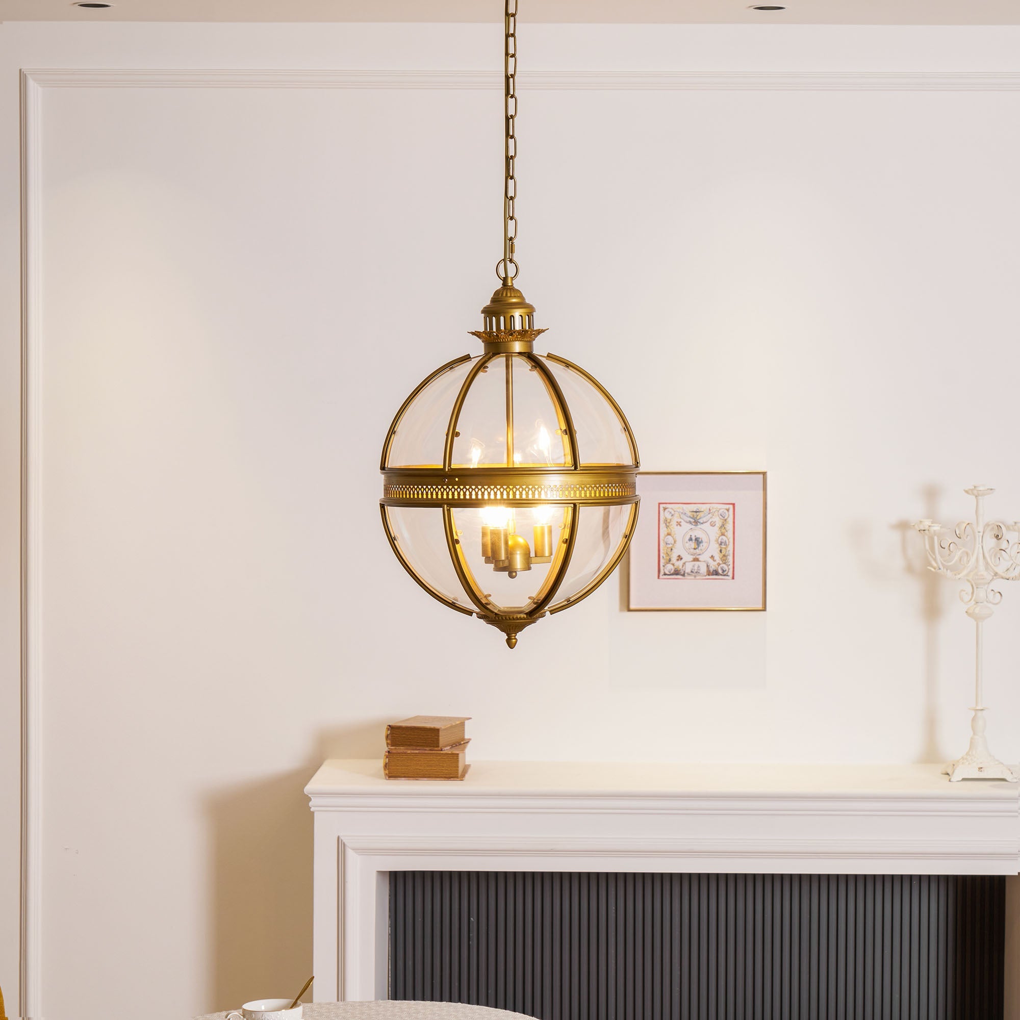 Suspension Baroque Avec Abat-Jours En Verre Et Finition Dorée – Lustre Design Luxe 3 Lumières | Restfield