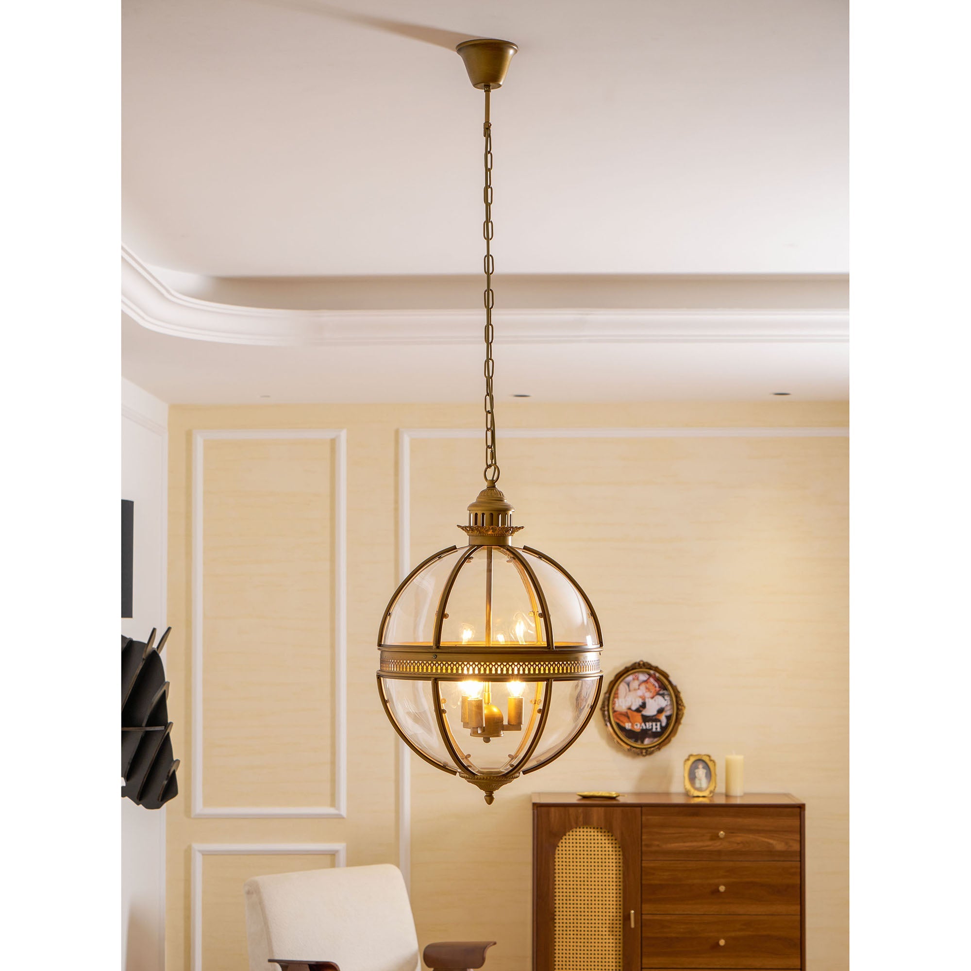 Suspension Baroque Avec Abat-Jours En Verre Et Finition Dorée – Lustre Design Luxe 3 Lumières | Restfield