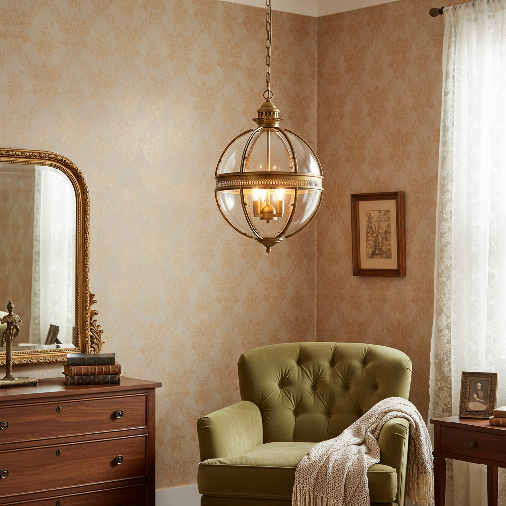 Suspension Baroque Avec Abat-Jours En Verre Et Finition Dorée – Lustre Design Luxe 3 Lumières | Restfield