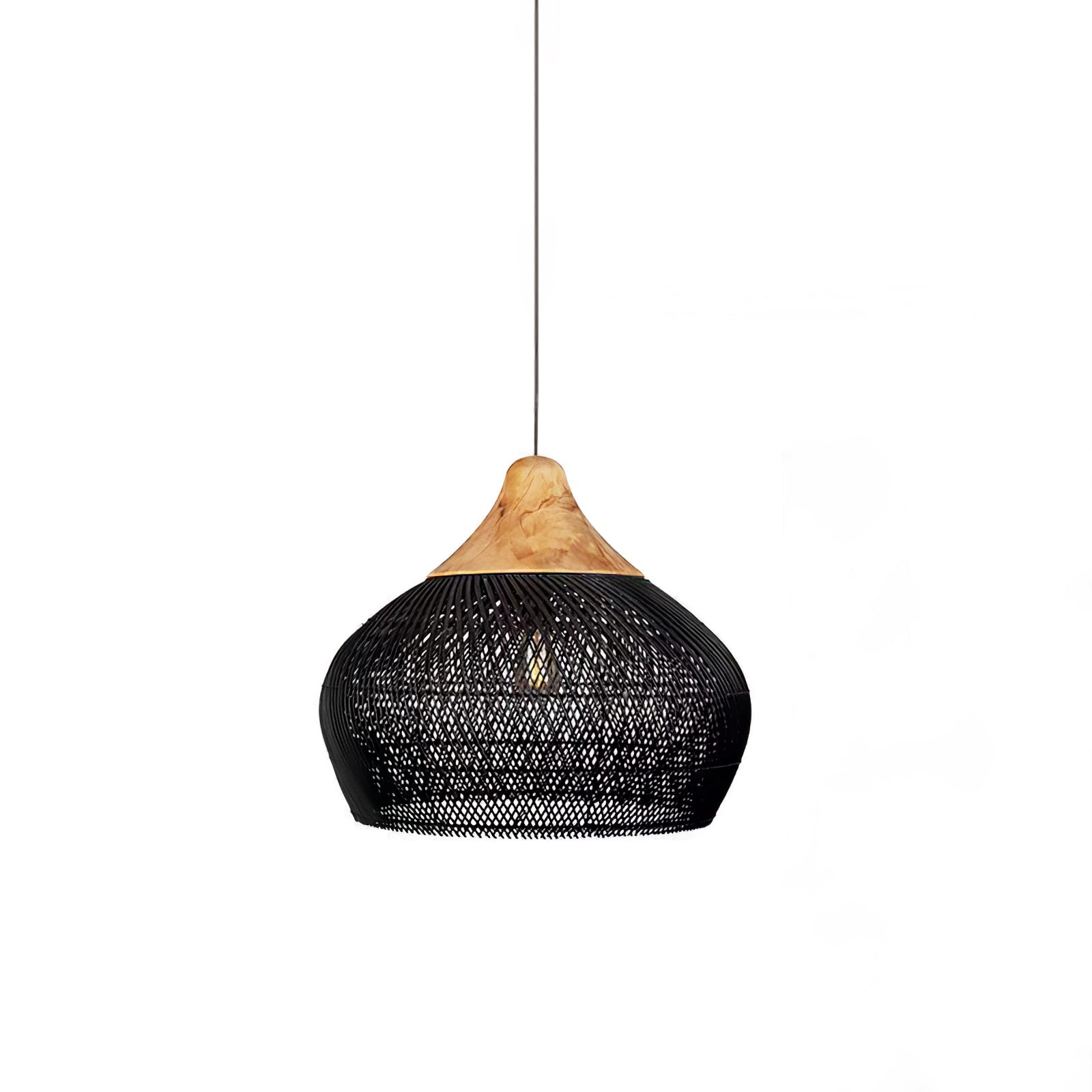 Handgevlochten Rotan Hanglamp – Javaanse Vlechtkunst in 4 Vormen & 3 Maten – Naturel of Zwart Rotan – E26/E27 Fitting – Scandinavisch Woonlicht | Sansoti