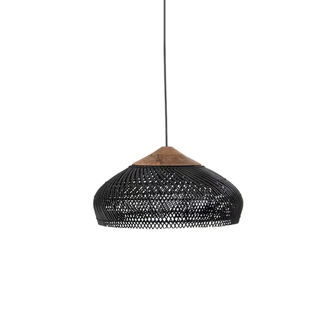 Handgevlochten Rotan Hanglamp – Javaanse Vlechtkunst in 4 Vormen & 3 Maten – Naturel of Zwart Rotan – E26/E27 Fitting – Scandinavisch Woonlicht | Sansoti