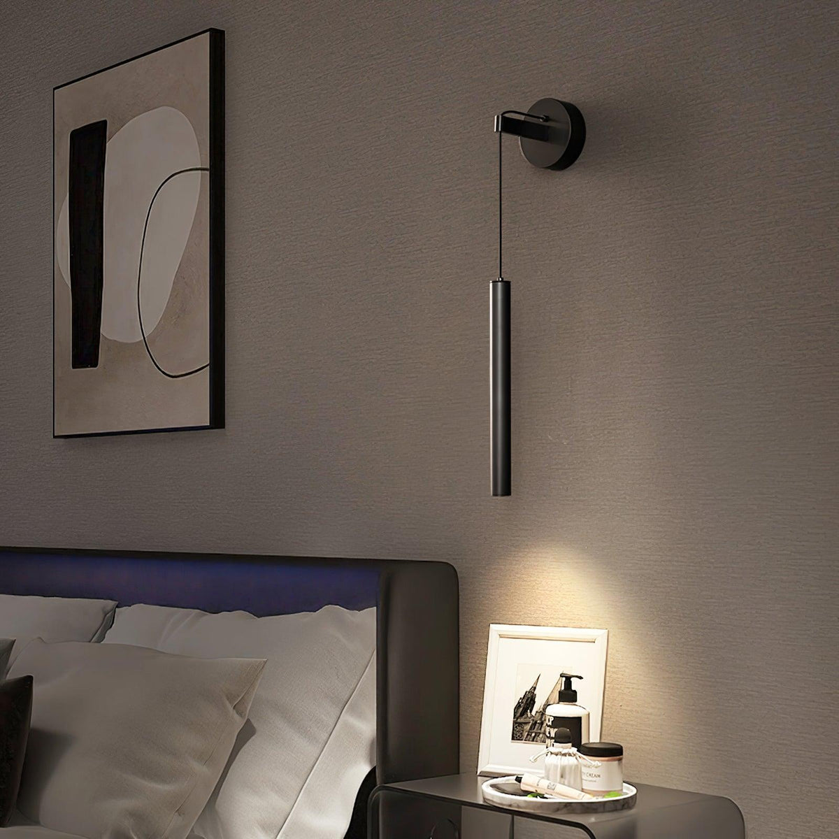 Minimalist Brass Wall Lamp LED Linear Design Scandinavian Modern Interior Ambient Lighting Living Room | Sansoti