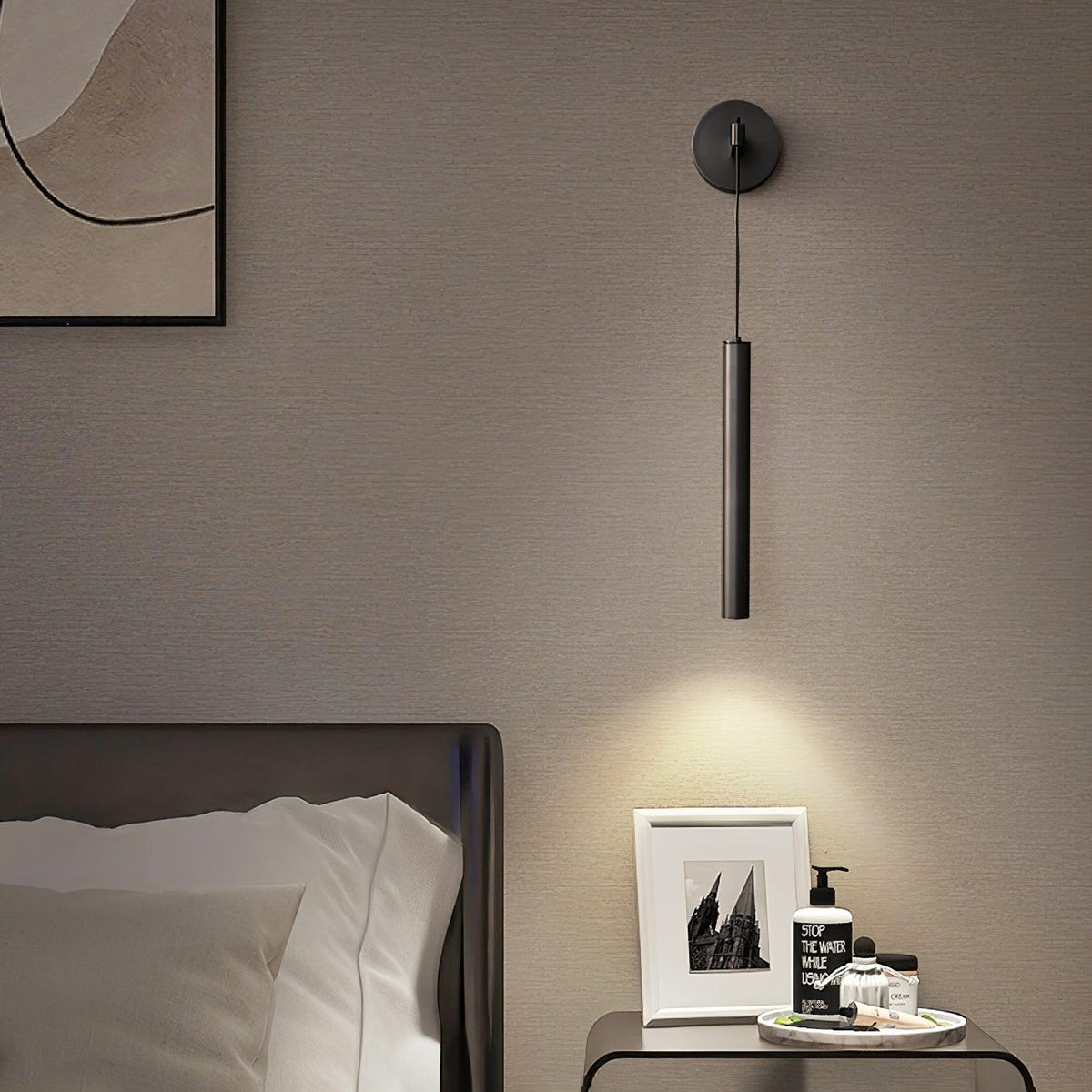 Minimalist Brass Wall Lamp LED Linear Design Scandinavian Modern Interior Ambient Lighting Living Room | Sansoti