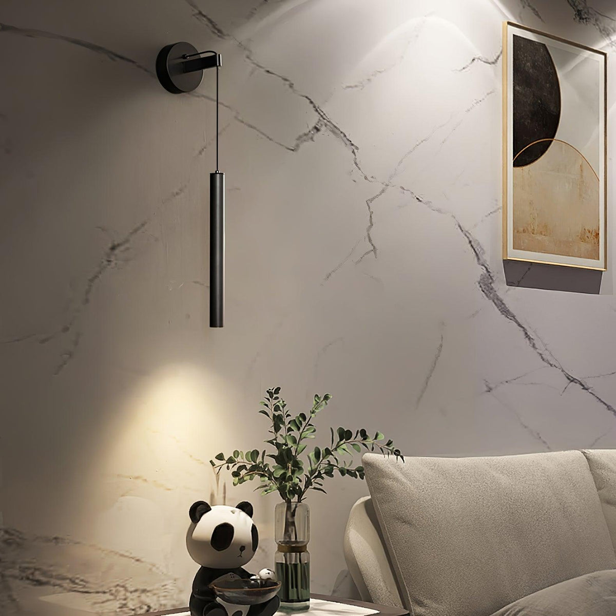 Minimalist Brass Wall Lamp LED Linear Design Scandinavian Modern Interior Ambient Lighting Living Room | Sansoti
